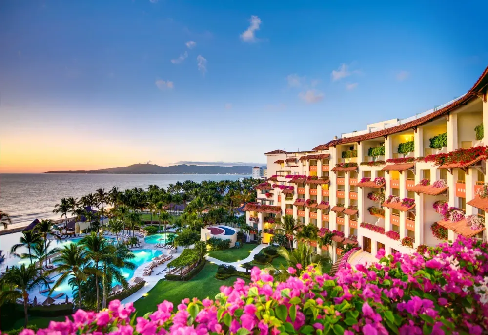 panoramic view of mexican resort.